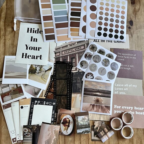 New 114-Piece Pack with Vintage Stickers & Washi Tape for Scrapbooking and Craft - Picture 8 of 9